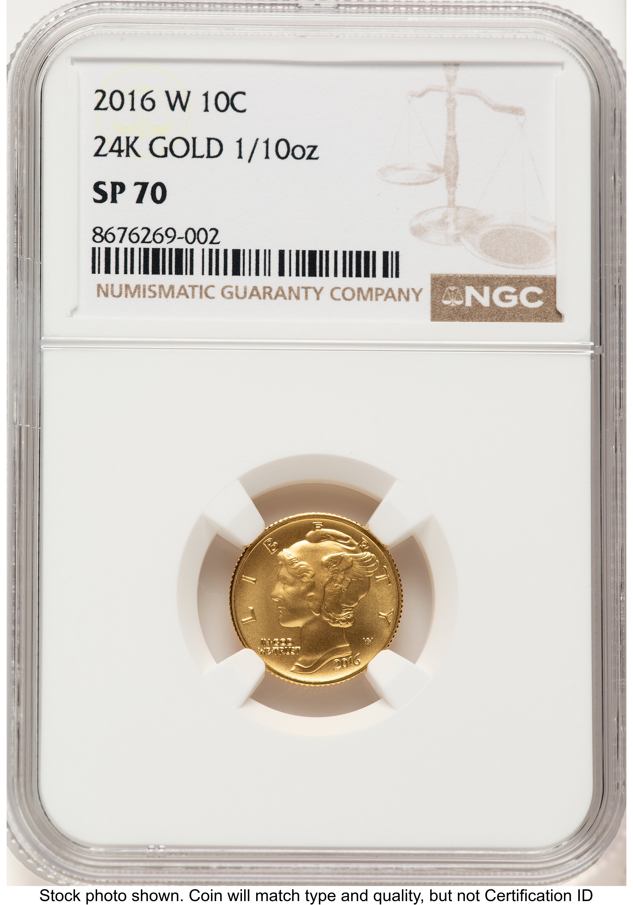 2016-W 10C Mercury Dime 100th Anniversary Gold Centennial Brown
