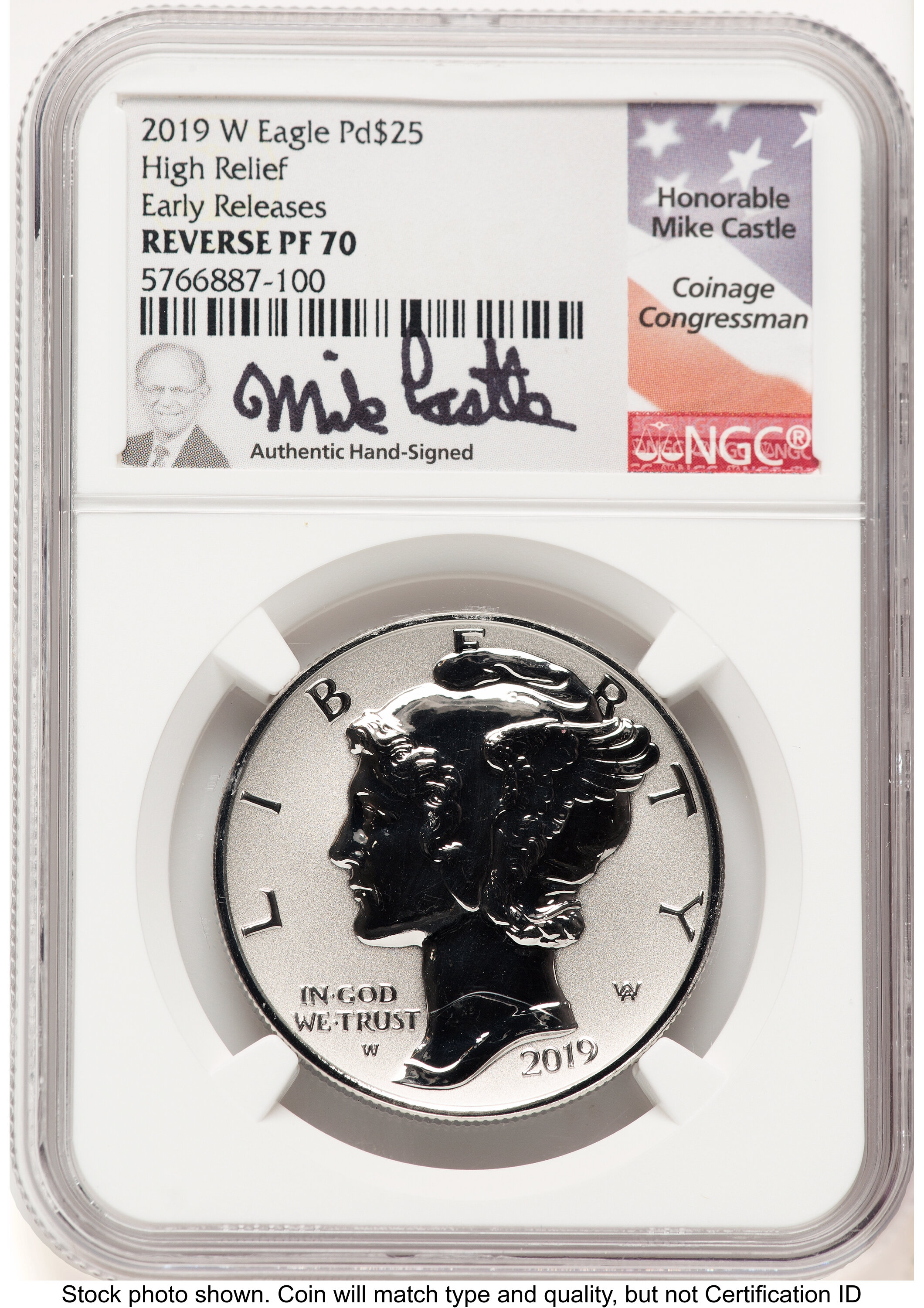 2019-W Palladium Eagle 1 oz REV ER Mike Castle NGC PF70 - LCR Coin