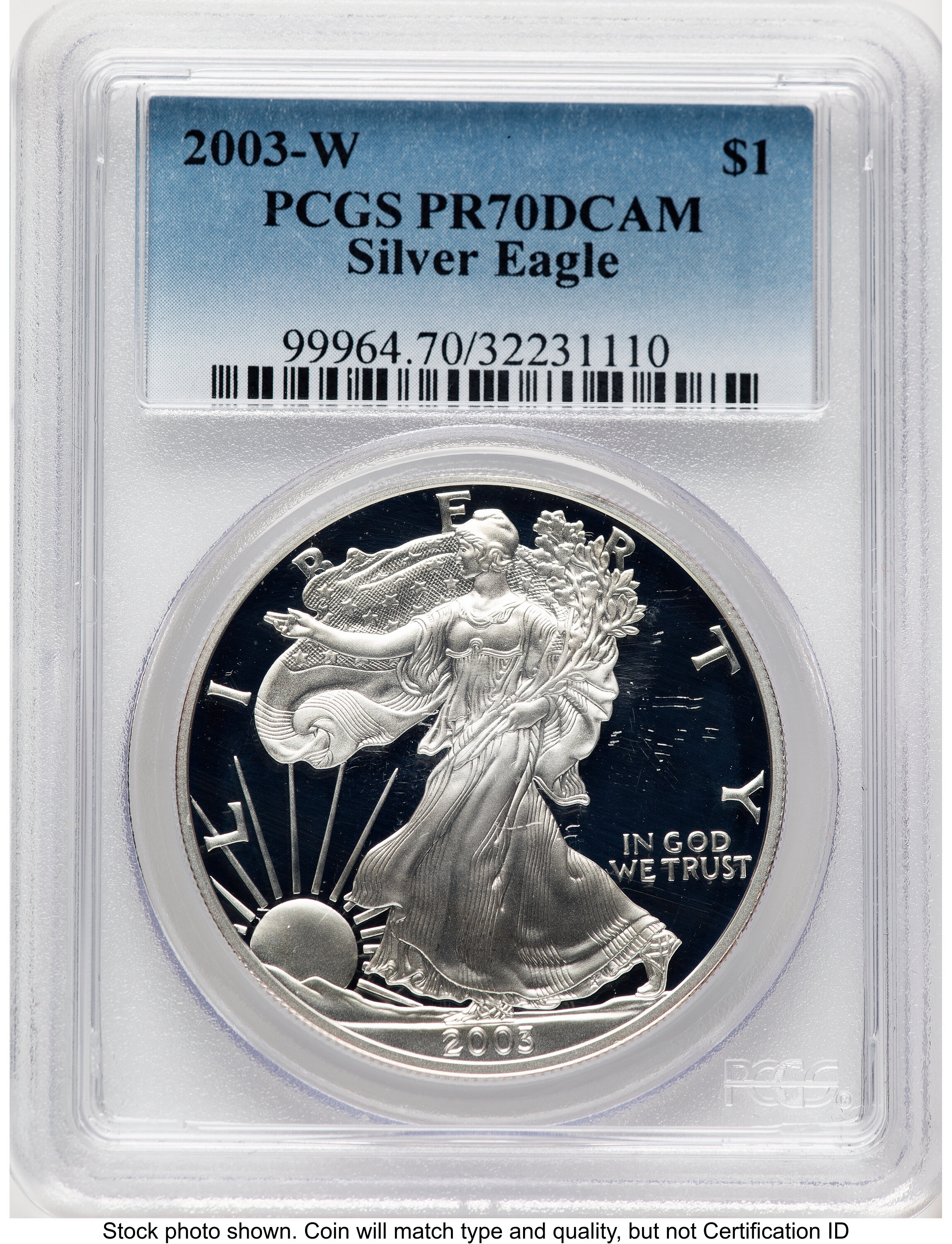 2003-W Proof Silver Eagle 1 oz Blue Gradient PCGS PR70 - LCR Coin