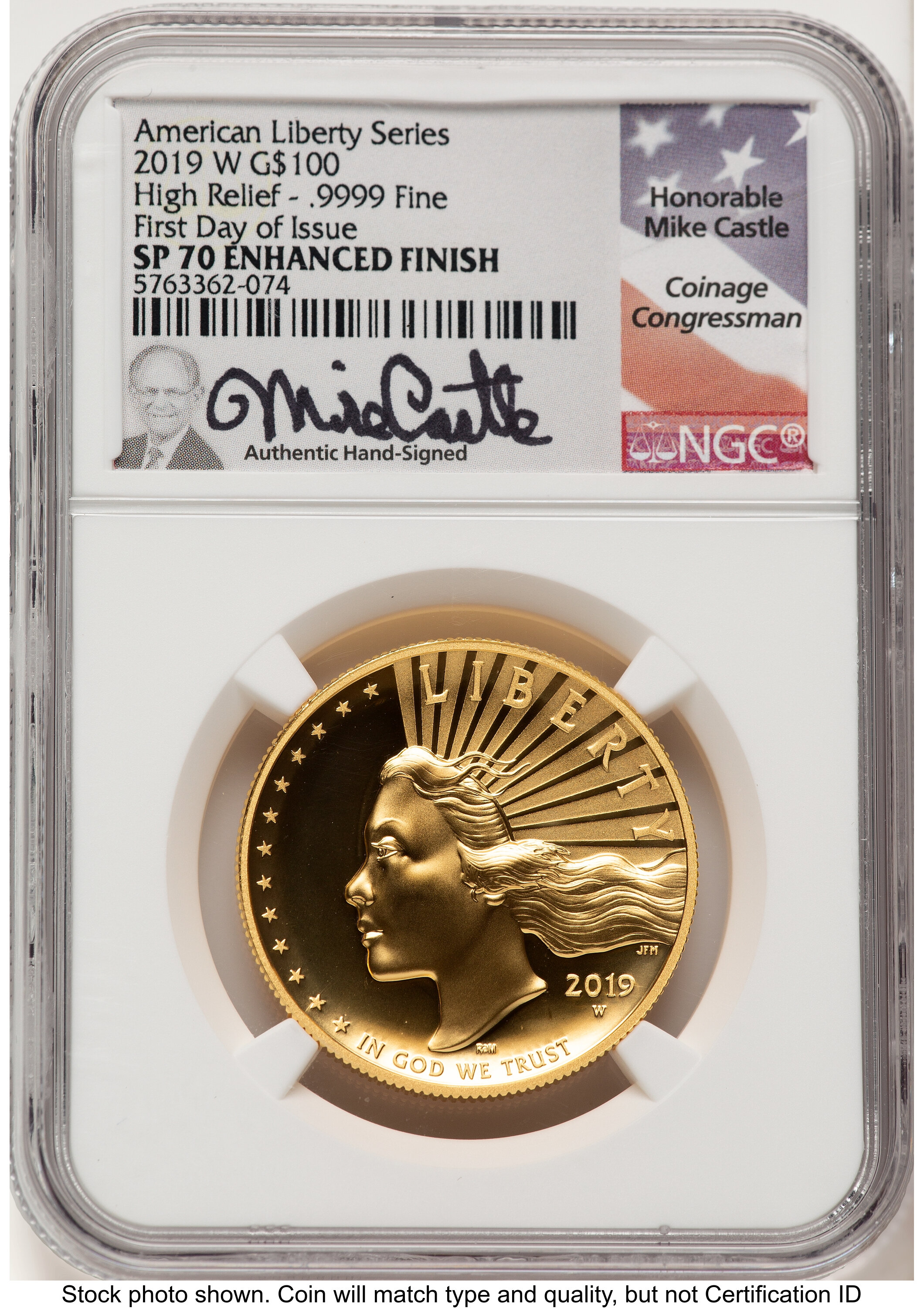 2019-W G$100 American Liberty High Relief Enhanced FDI Mike Castle