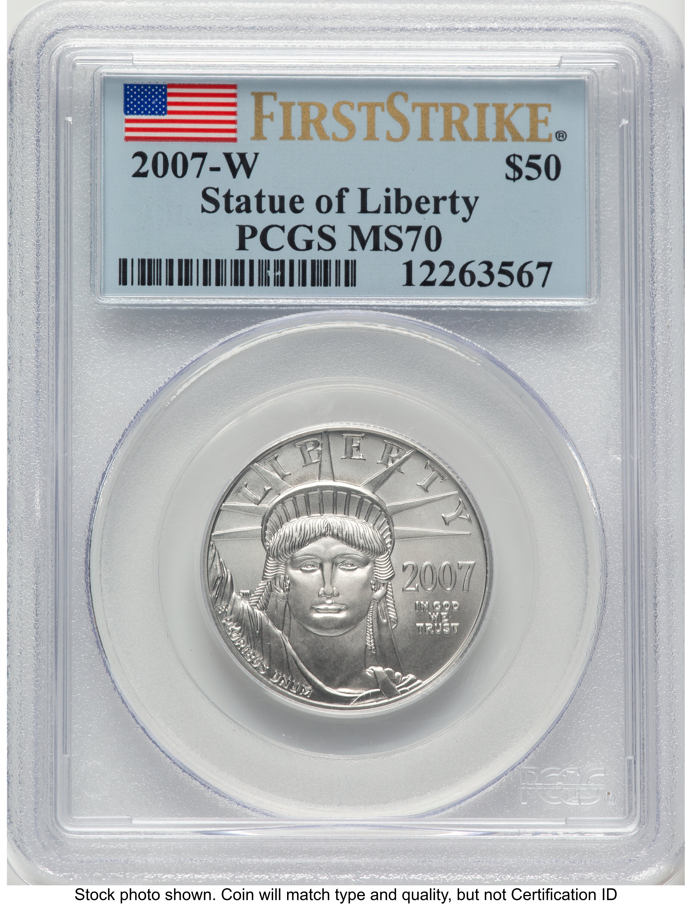 2007-W Burnished Platinum Eagle 1/2 oz FS Flag PCGS MS70 - LCR Coin