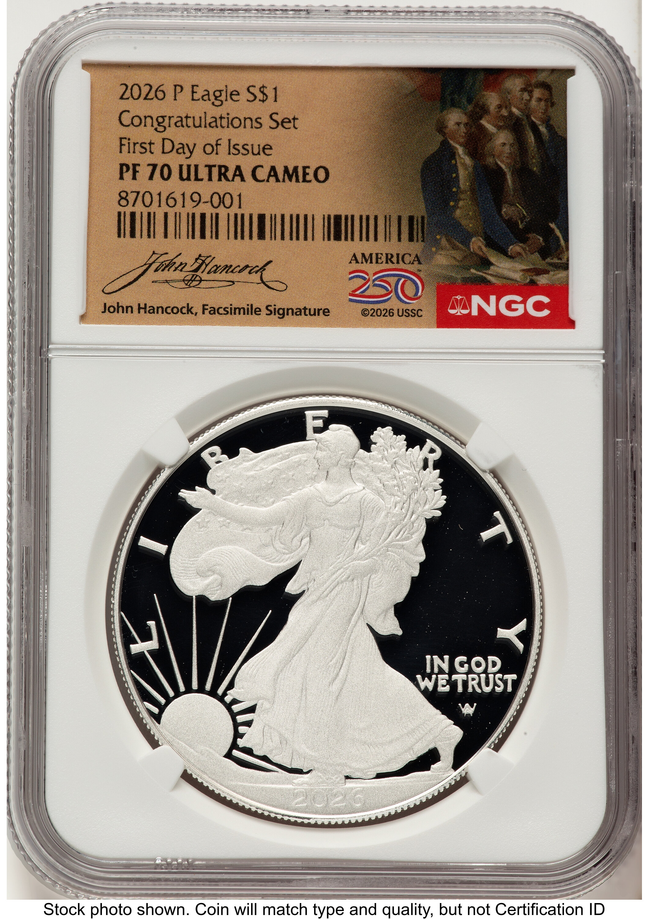 2026-P Proof Silver Eagle Congratulations Set 1 oz FDI America 250