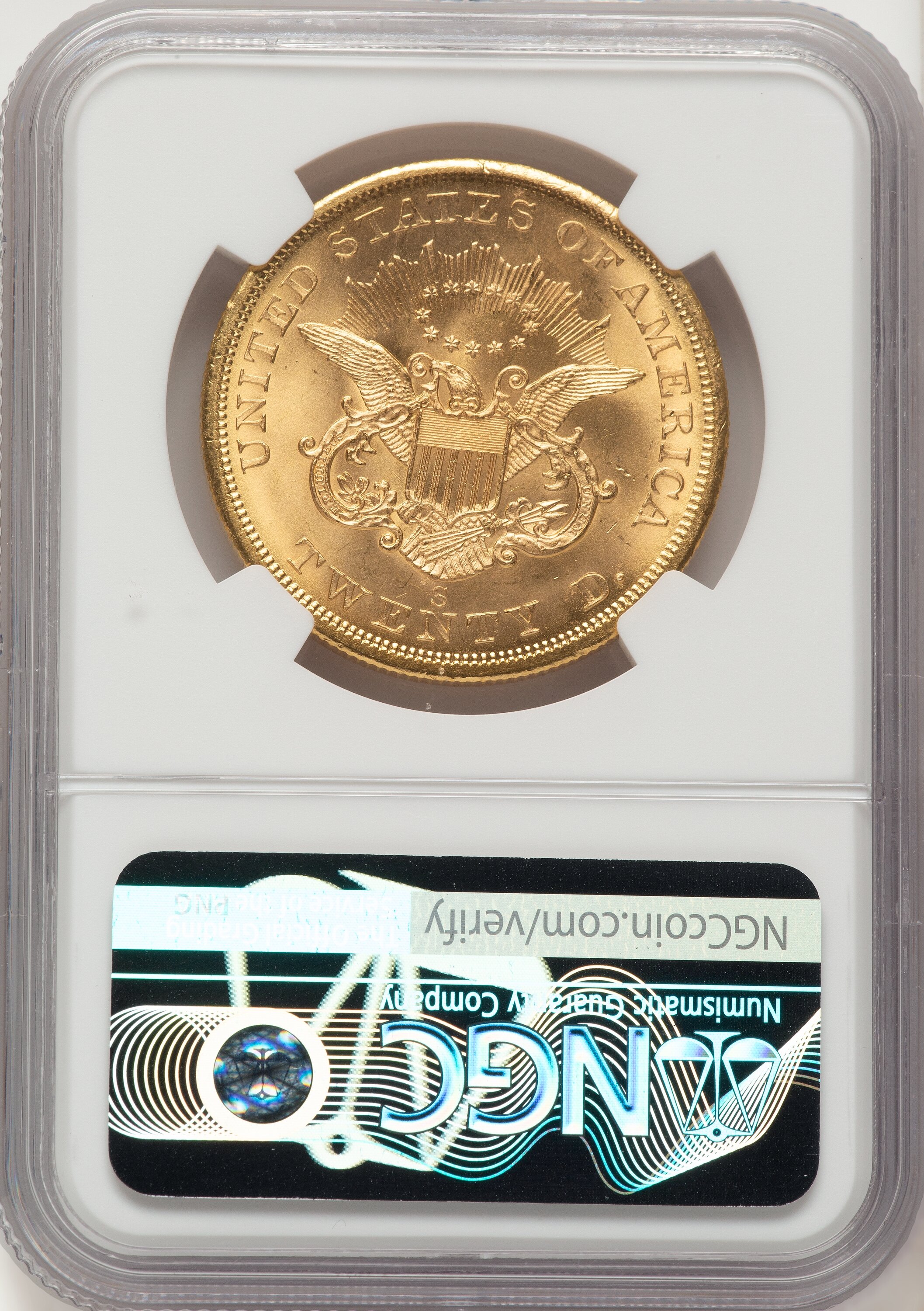 1857-S $20 Liberty Double Eagle NGC MS64 - LCR Coin