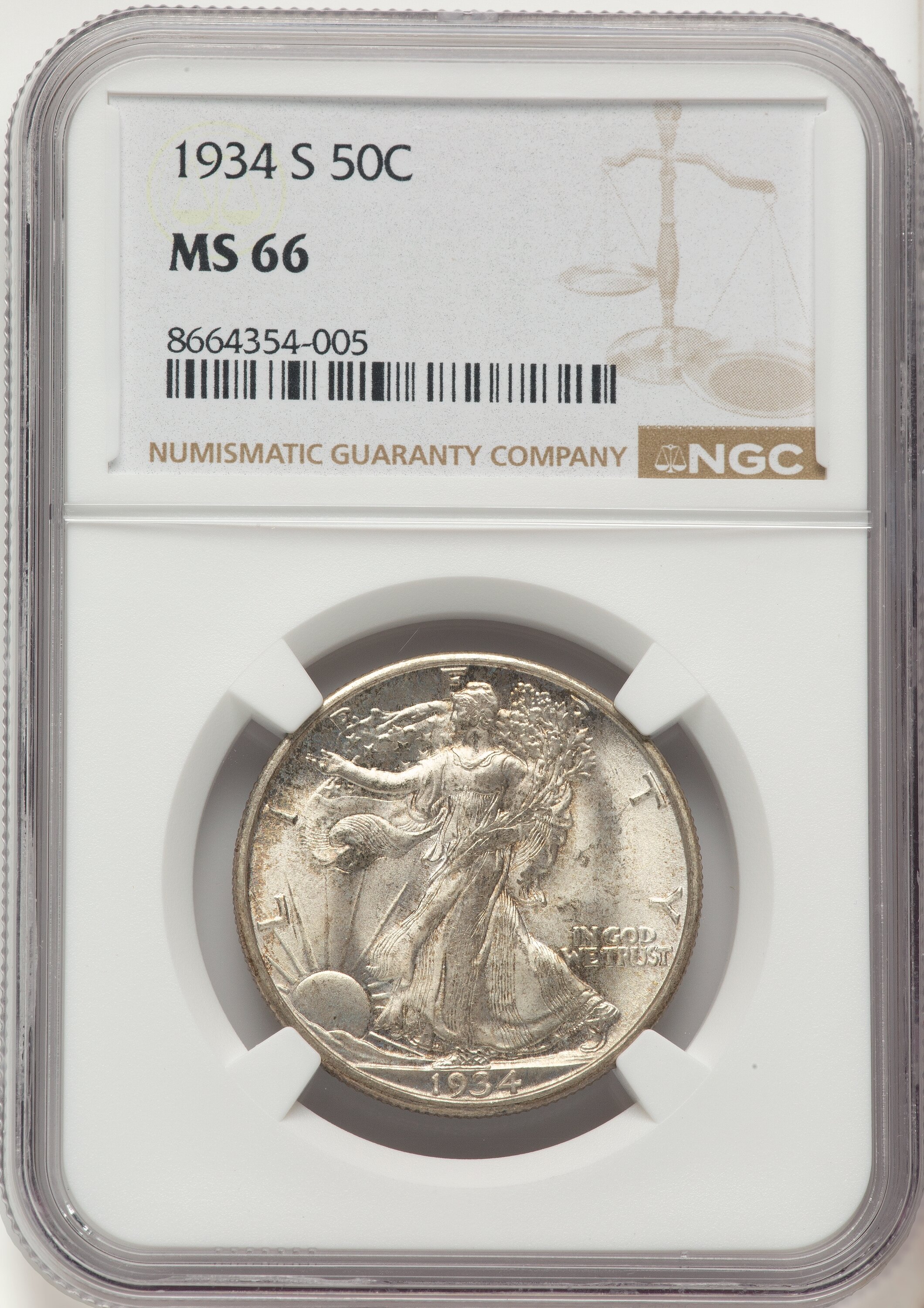 1934-S 50C Walking Liberty Half Dollar NGC MS66 - LCR Coin