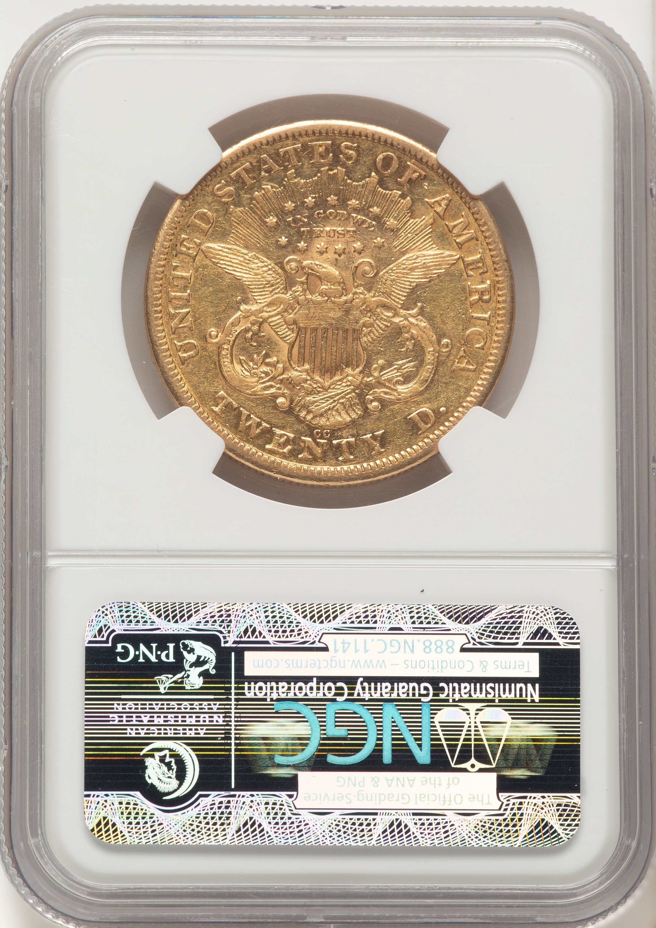 1876-CC $20 Brown Label Liberty Double Eagle NGC XF45 - LCR Coin