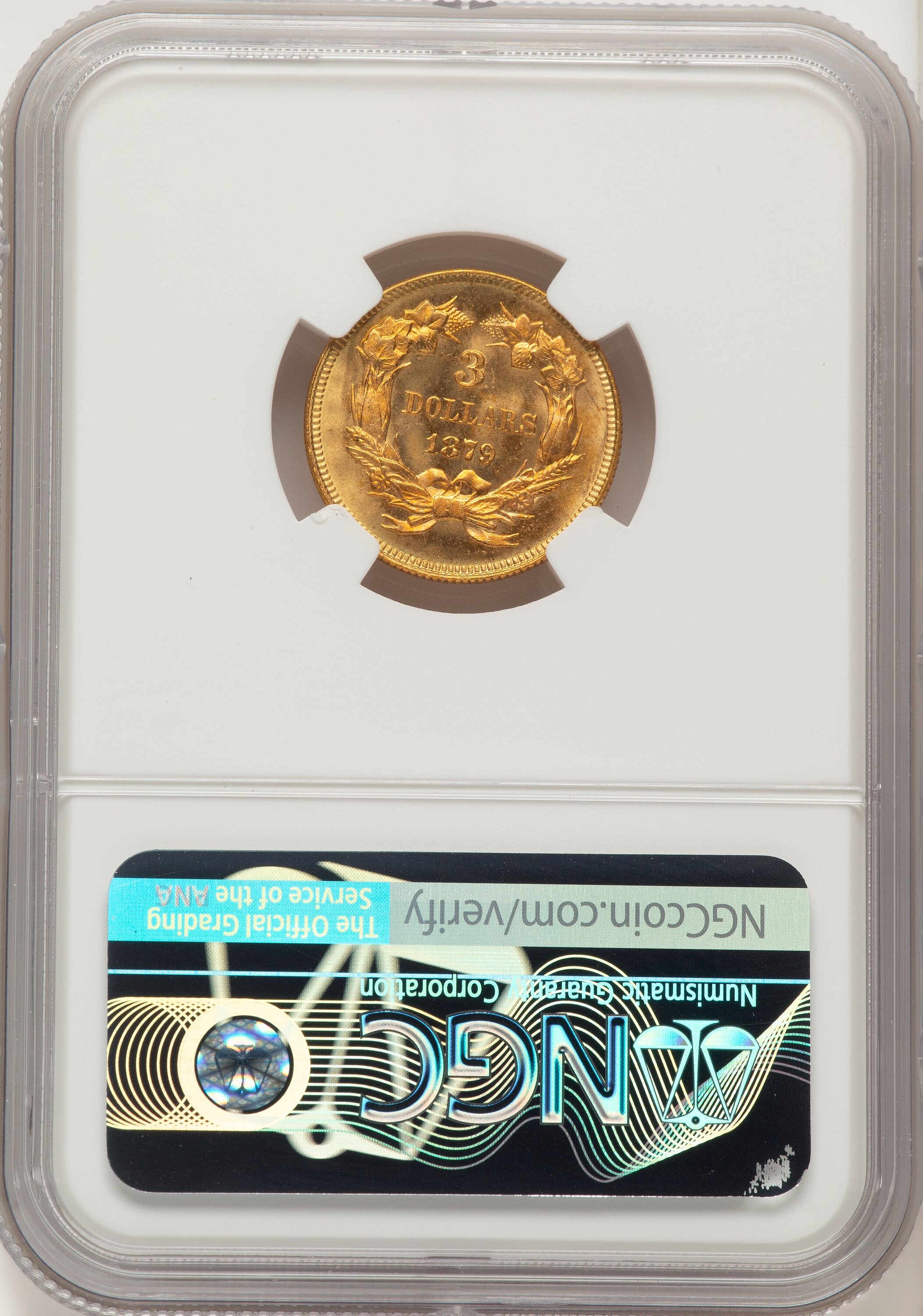 グレイトフルベン 金　3枚 1879 $3 Brown Label Three Dollar Gold Pieces NGC MS67 - LCR Coin
