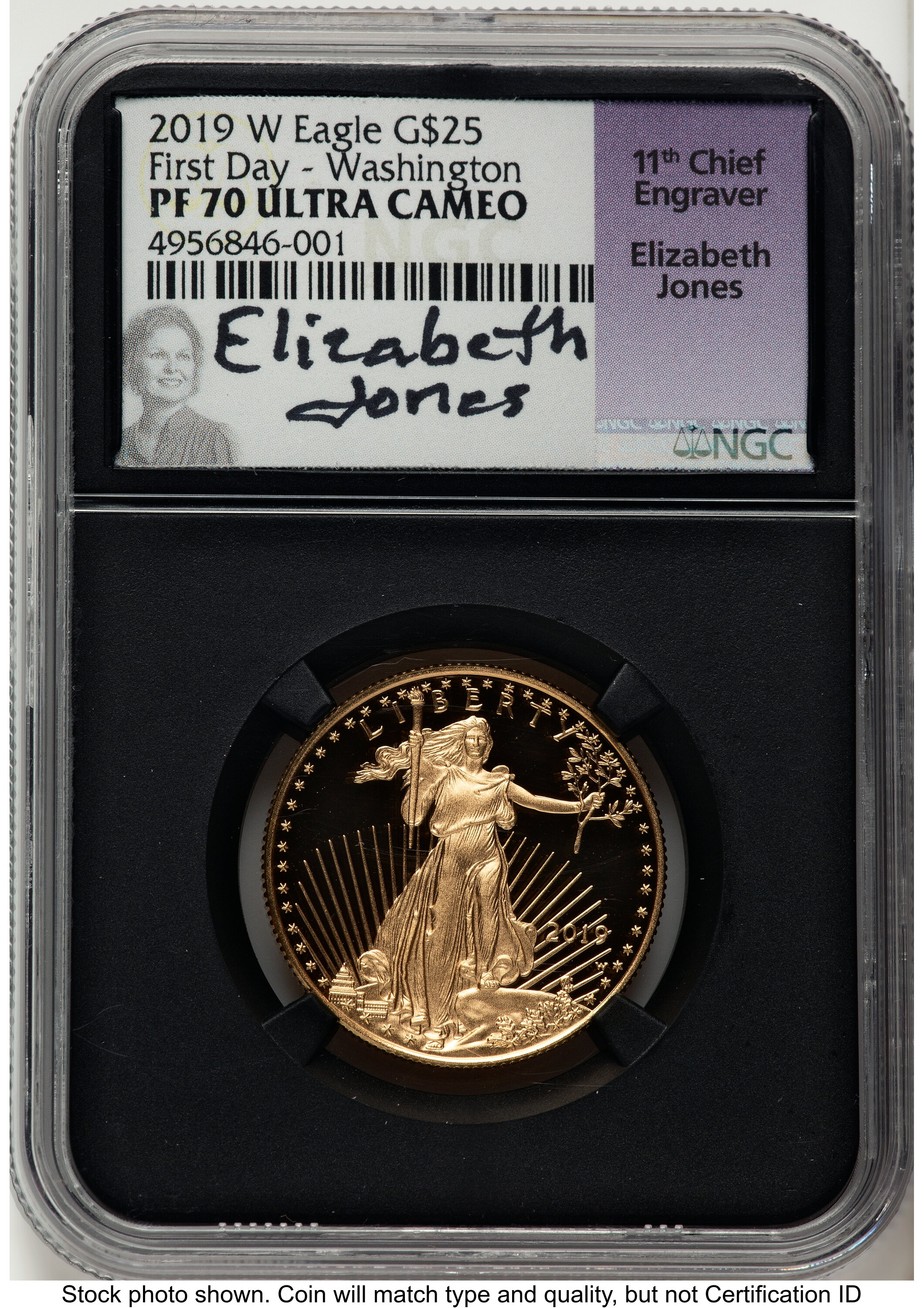 2019-W Proof Gold Eagle 1/2 oz FDI Elizabeth Jones Washington NGC