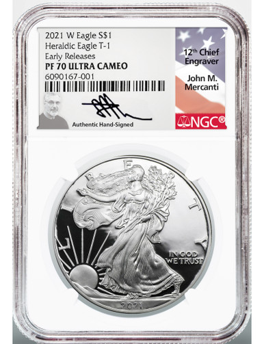 2021-W American Silver Eagle Early Releases NGC PF70 Mercanti Signed Collectible Coin | LCR Coin