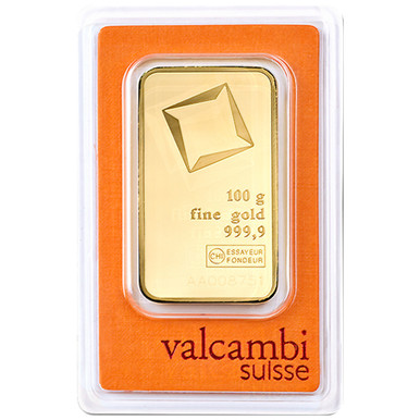 100 Gram Valcambi Gold Bar New w/ Assay. Third Image