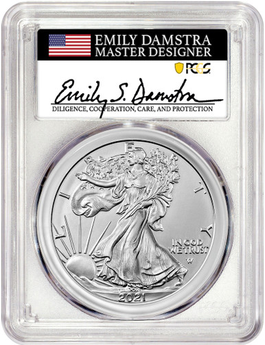 2021 T-2 Silver Eagle PCGS MS70 Emily Damstra Designer Signed Collectible Coin | LCR Coin