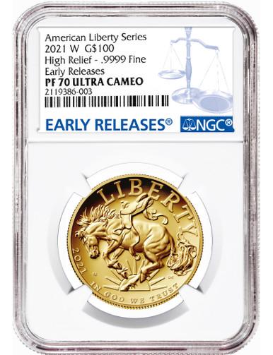 2021 W G$100 American Liberty Series High Relief .9999 Fine Early
