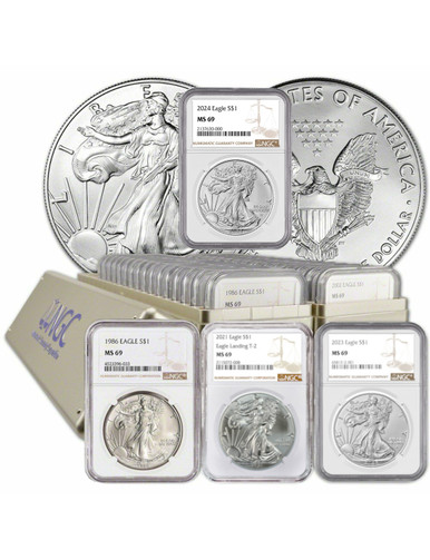 1986-2024 American Silver Eagle 40-pc Set NGC MS69 (2 New NGC Boxes) Collectible Coin | LCR Coin