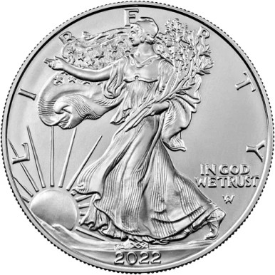 2022 1 oz American Silver Eagle Coin BU. Third Image