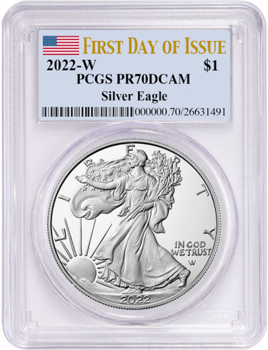 2022-W Silver Eagle First Day Of Issue PCGS PR70DCAM | LCR Coin