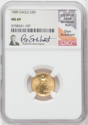 [世界に１枚だけ！]20thゴールドレアPSAセット 1989 $5 Tenth Ounce Gold Eagle NGC MS69 Don Everhart Signed | LCR Coin