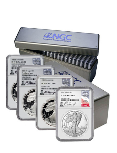 1986-2024 American Silver Eagle 38-pc Set NGC PF70 Ultra Cameo Harrigal Signed