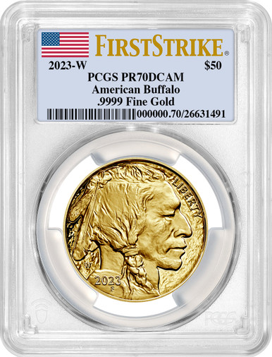 2023-W $50 One Ounce Gold Buffalo First Strike Flag Label PCGS