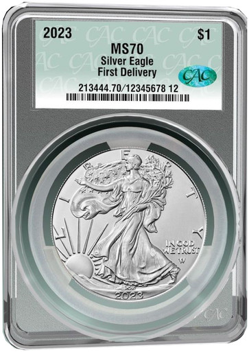 2023 Silver Eagle First Delivery CAC MS70 | LCR Coin