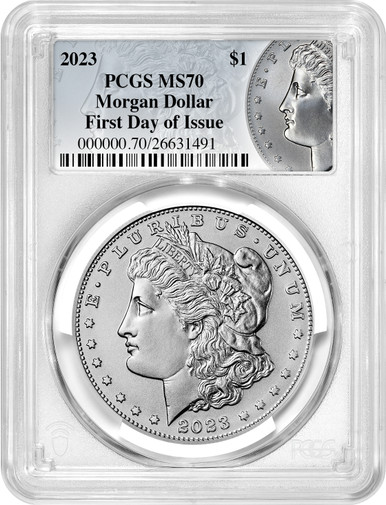 2023 Morgan Silver Dollar FDI Collectible Coin Label PCGS MS70 | LCR Coin