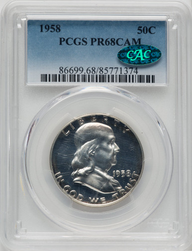 1958 50C CA CAC Proof Franklin Half Dollar PCGS PR68 | LCR Coin