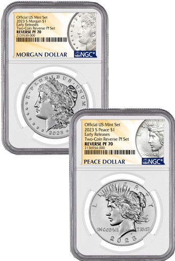 2023-S Morgan Peace Dollar 2-Coin Reverse Proof Set ER NGC PF70, Silver Collectible Coin | LCR Coin