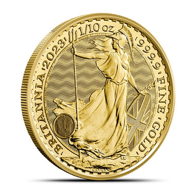 British 1/10 oz Gold Britannia Coin BU (Random Year). Third Image