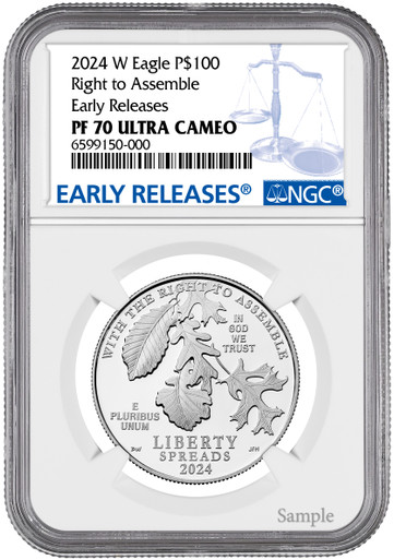 2024-W $100 One-Ounce Platinum Eagle Right to Assemble ER NGC PF70
