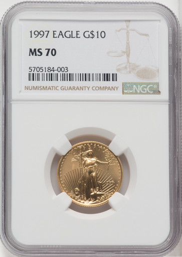 1997 $10 Quarter-Ounce Gold Eagle Brown Label NGC MS70 - LCR Coin