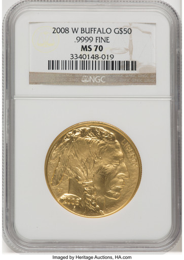 2008-W $50 One-Ounce Gold Buffalo NGC MS70 - LCR Coin