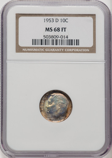 1953-D 10C FT Roosevelt Dime NGC MS68 - LCR Coin