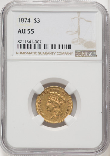 【RAJAS】ラジャスイオンゴールド✕3 1874 $3 Gold Pieces NGC AU55 - LCR Coin