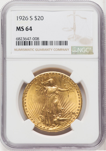 1926-S $20 Saint-Gaudens Double Eagle NGC MS64 (768602015). Third Image