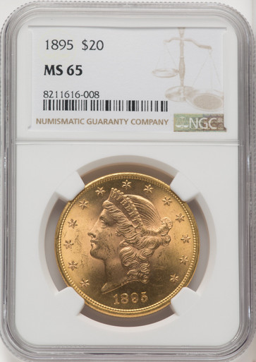 江戸　十手　在銘　貴重　R75-2 1895 $20 Liberty Double Eagle NGC MS65 - LCR Coin
