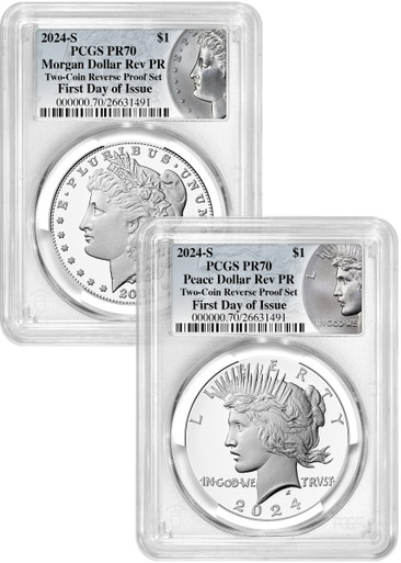 2024-S Morgan and Peace Silver Dollar 2pc Reverse Proof Set FDI