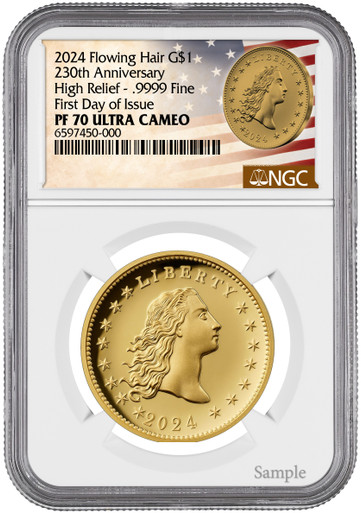 2024-W 230th Anniversary Flowing Hair Gold Dollar FDI NGC PF70
