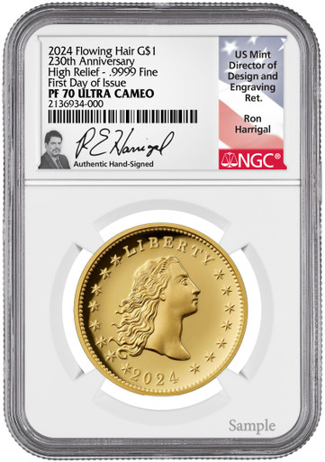 2024-W 230th Anniversary Flowing Hair Gold Dollar FDI NGC PF70
