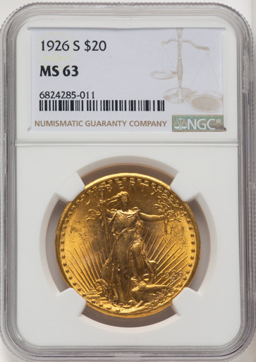 1926-S $20 Saint-Gaudens Double Eagle NGC MS63 (771337029). Third Image
