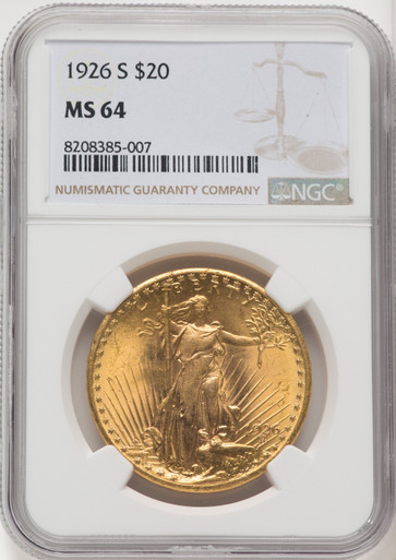 1926-S $20 Saint-Gaudens Double Eagle NGC MS64 (769563063). Third Image