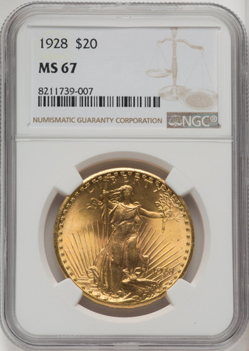 1928 $20 Saint-Gaudens Double Eagle NGC MS67 (519874027). Third Image