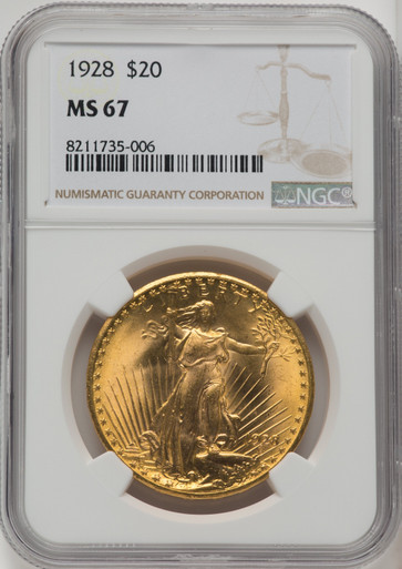 1928 $20 Saint-Gaudens Double Eagle NGC MS67 (771421003). Third Image