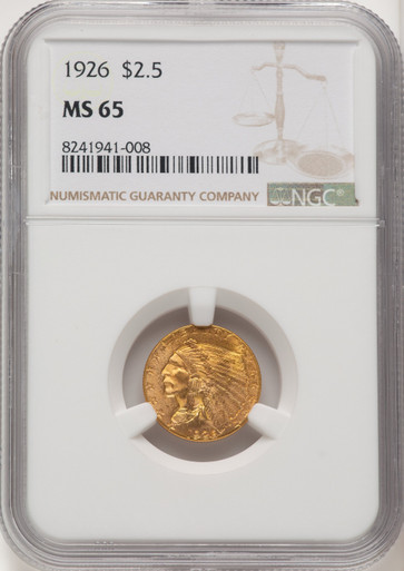 1926 $2.50 Indian Quarter Eagle NGC MS65 (774687012). Third Image