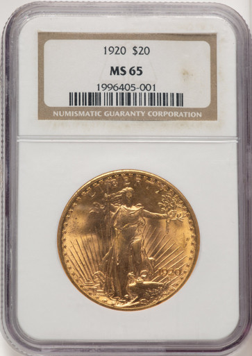 1920 $20 Saint-Gaudens Double Eagle NGC MS65. Third Image