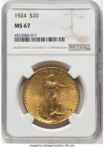 1924 $20 Saint Saint-Gaudens Double Eagle NGC MS67 (776141046). Third Image