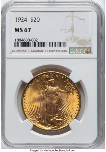 1924 $20 Saint Saint-Gaudens Double Eagle NGC MS67 (776141048). Third Image