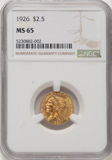 1926 $2.50 Indian Quarter Eagle NGC MS65 (771306003). Third Image