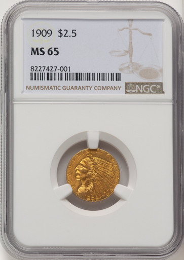 1909 $2.50 Indian Quarter Eagle NGC MS65 (774742037). Third Image