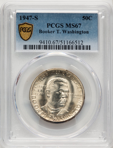 1947-S 50C Booker T. Washington Commemorative Silver PCGS MS67
