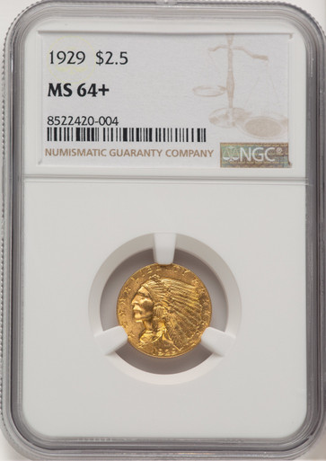 1929 $2.50 Indian Quarter Eagle NGC MS64+. Third Image