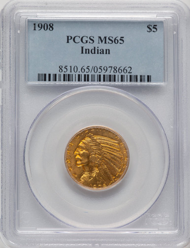 1908 $5 Indian Indian Half Eagle PCGS MS65 (776577002). Third Image