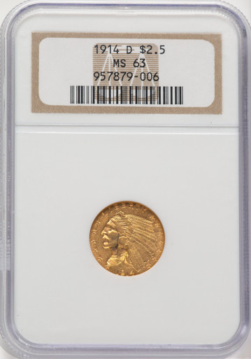 1914-D $2.50 Indian Quarter Eagle NGC MS63 (777122008). Third Image